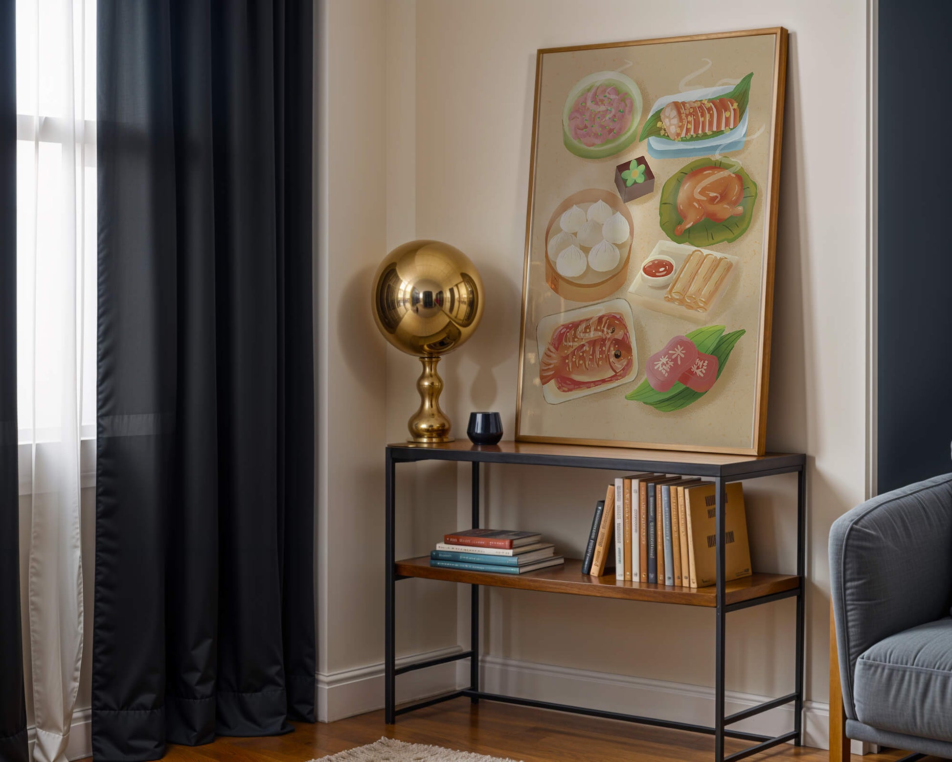 Colorful Representation of Asian Cuisine with Various Dishes