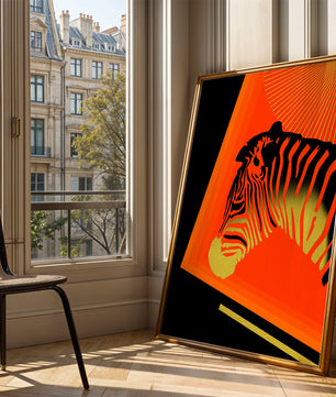 Abstract Zebra with Vibrant Colors and Golden Elements