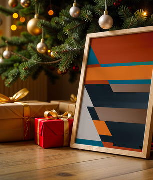 Arte abstracto geométrico con colores llamativos y formas dinámicas