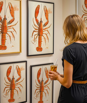 Illustrated Lobster Artwork With Splash of Colors - Mi tienda