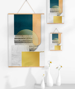 Abstraktes geometrisches Design mit Texturen und goldenen Akzenten