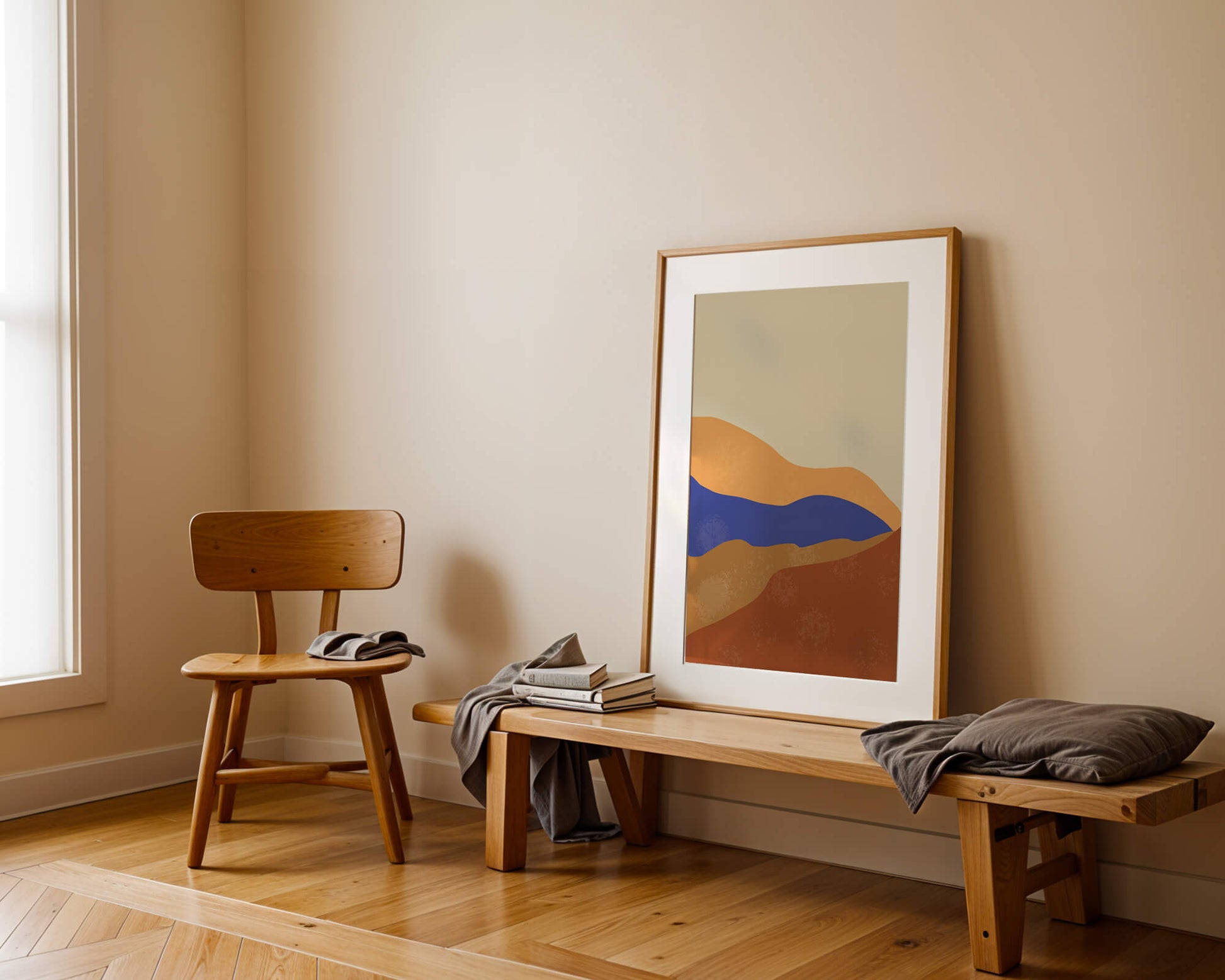 Paisaje abstracto con olas coloridas y bordes audaces