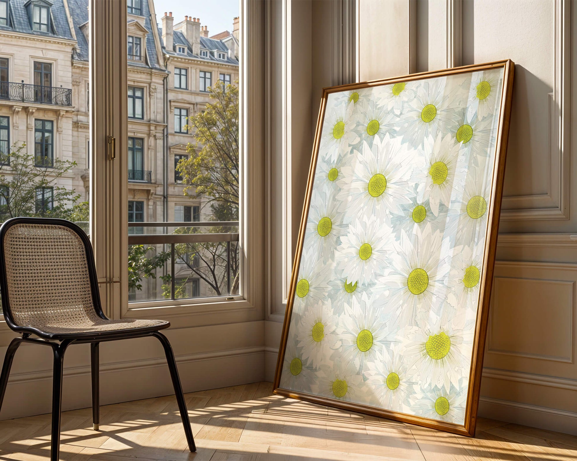 White Daisies Pattern with Yellow Centers
