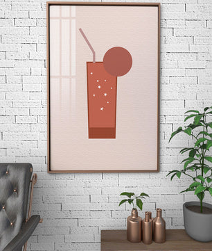 Minimalist Illustration of a Chocolate Drink with Straw and Window Background - Mi tienda