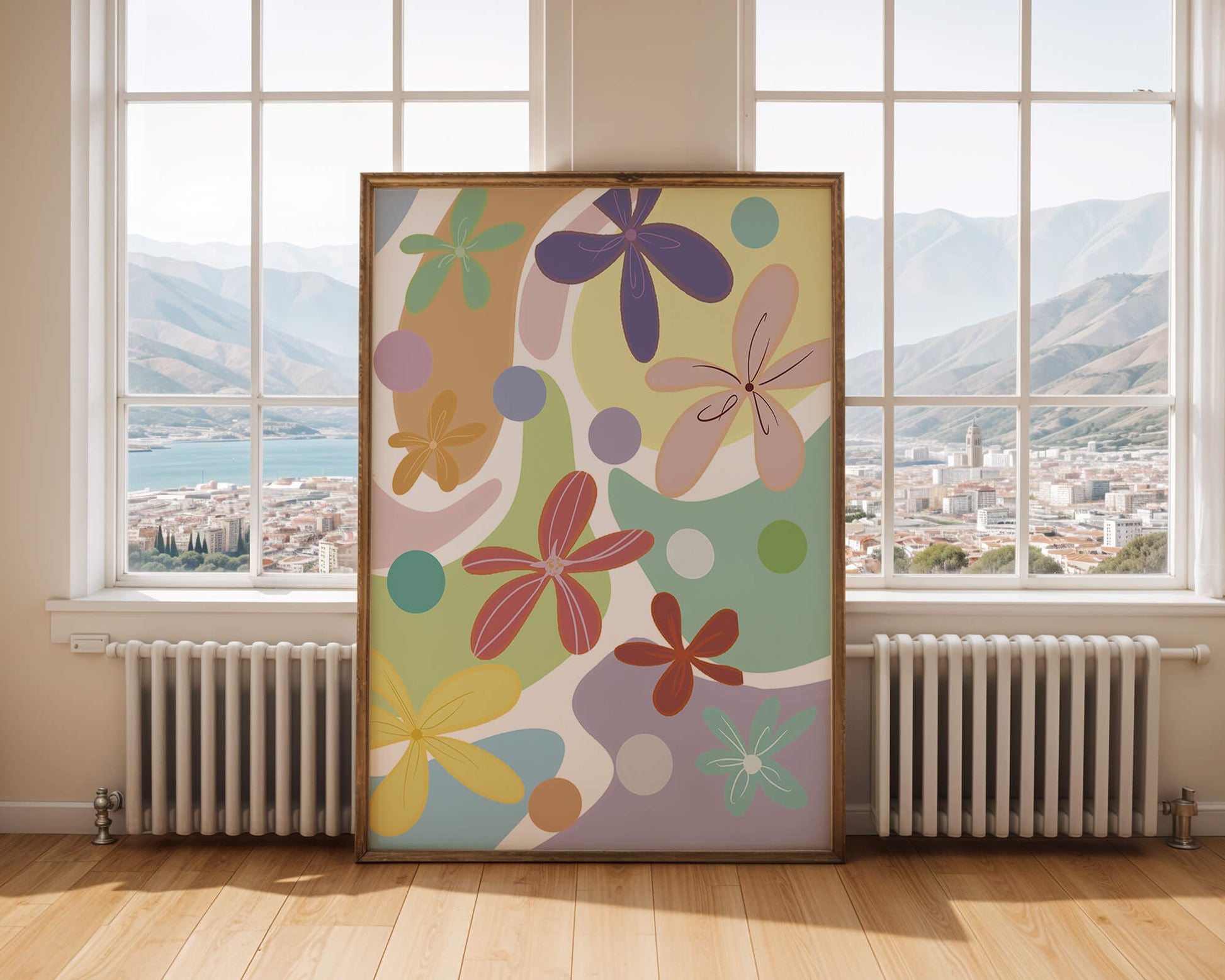 Motif floral abstrait coloré