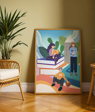 Illustration éducative d’enfants s’adonnant à la lecture de livres