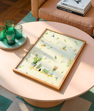 Illustration décorative avec des plantes et des éléments chaleureux