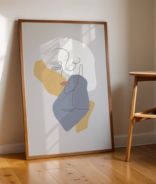 Abstract Line Art Portrait with Neutral Shapes - Mi tienda