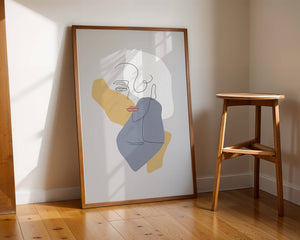 Abstract Line Art Portrait with Neutral Shapes - Mi tienda