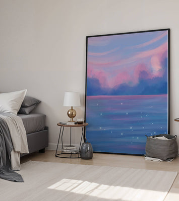 Dreamy Pastel Sky Reflecting on Sparkling Water Landscape