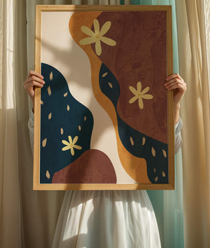 Abstract Floral Composition with Bold Colors and Textures