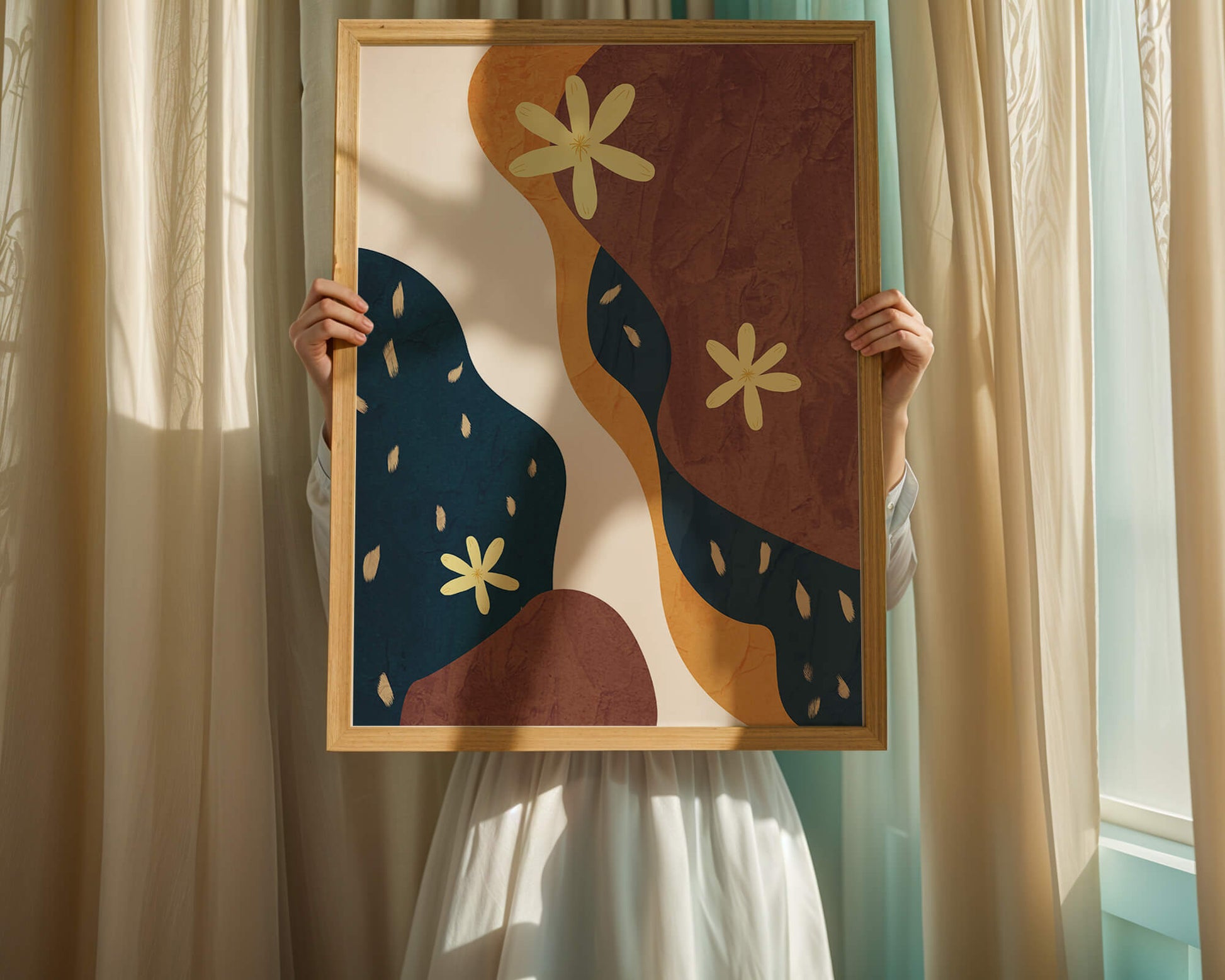 Abstract Floral Composition with Bold Colors and Textures