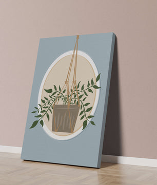 Maceta colgante en ilustración de estilo minimalista