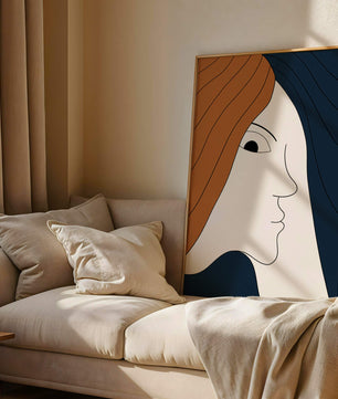 Abstract Portrait with Stylized Hair and Minimalist Design - Mi tienda