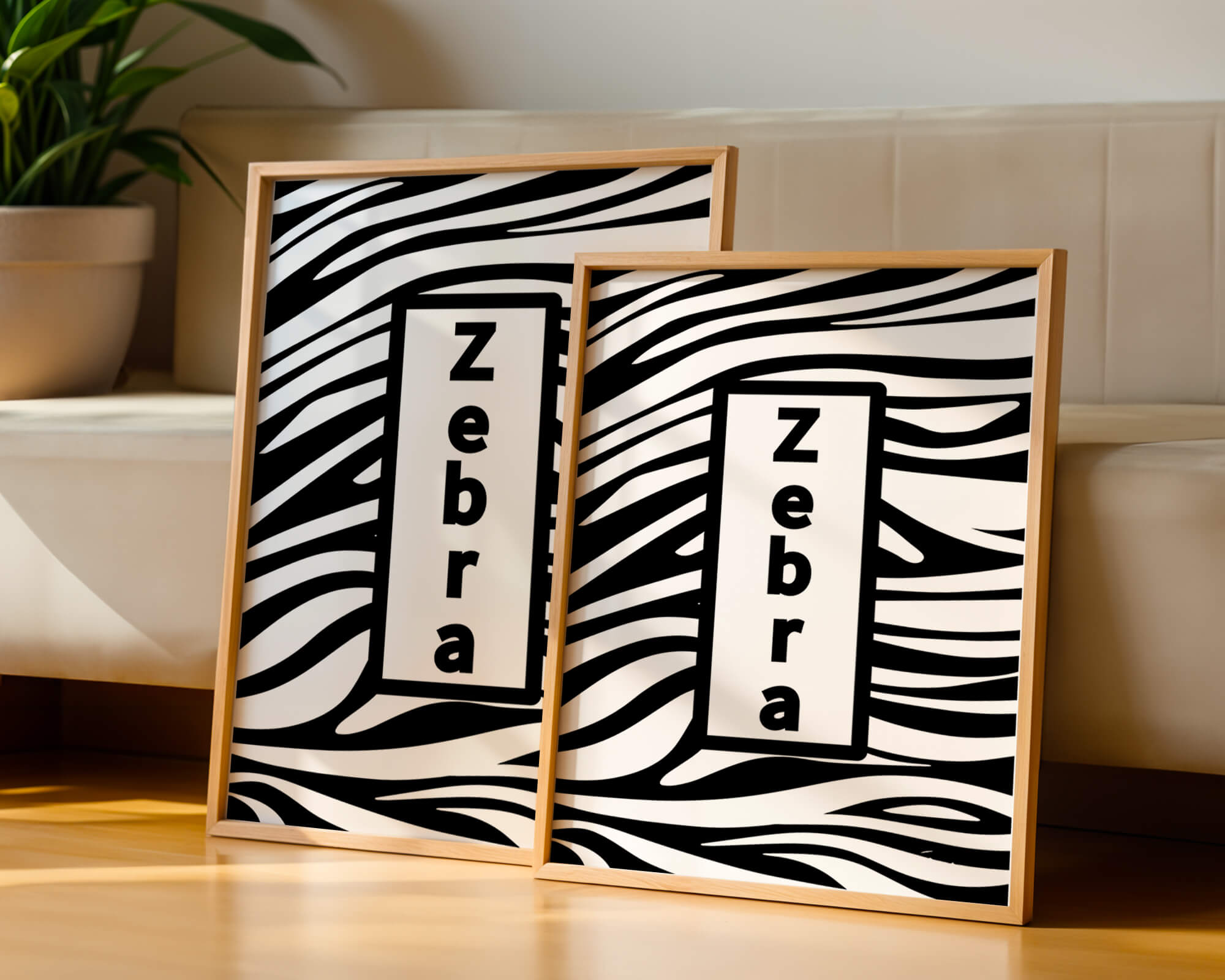 Elegant zebra print design with bold text accent