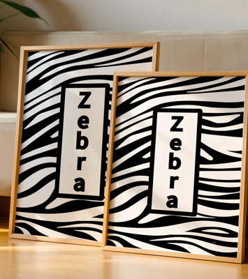 Elegant zebra print design with bold text accent