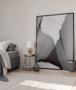 Motif ondulé abstrait noir et blanc sur fond texturé
