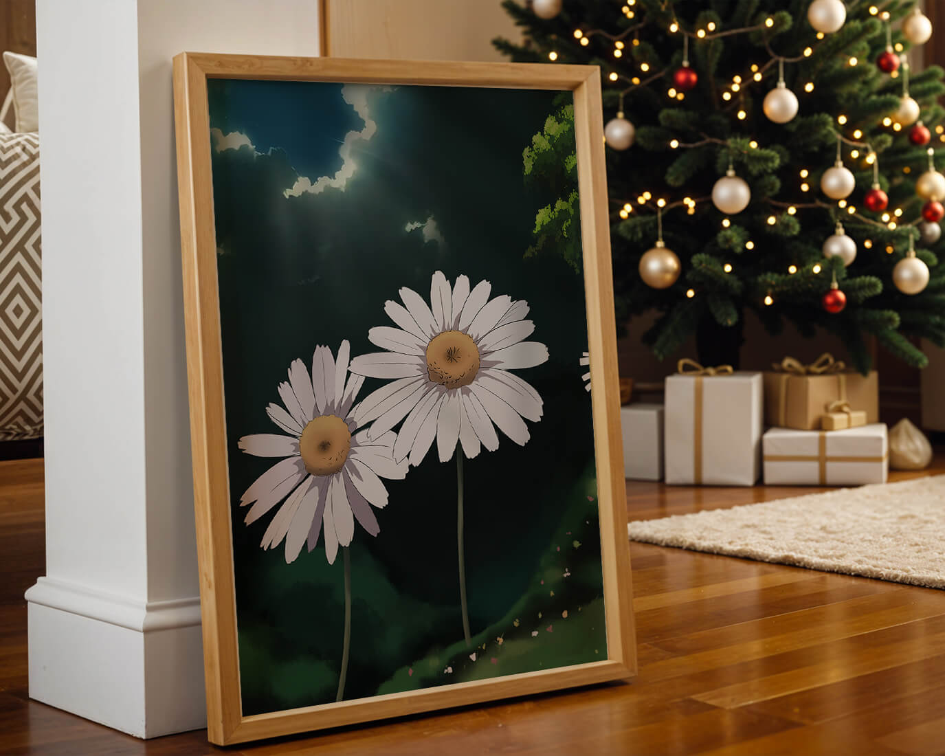 Sunlit Daisies in a Serene Landscape