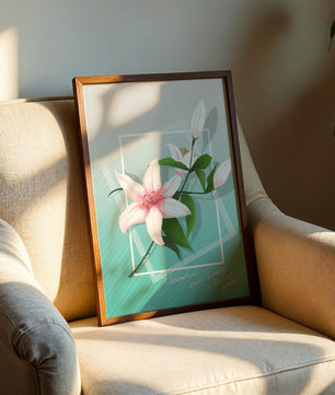 Elegant floral design with pink lilies and modern accents