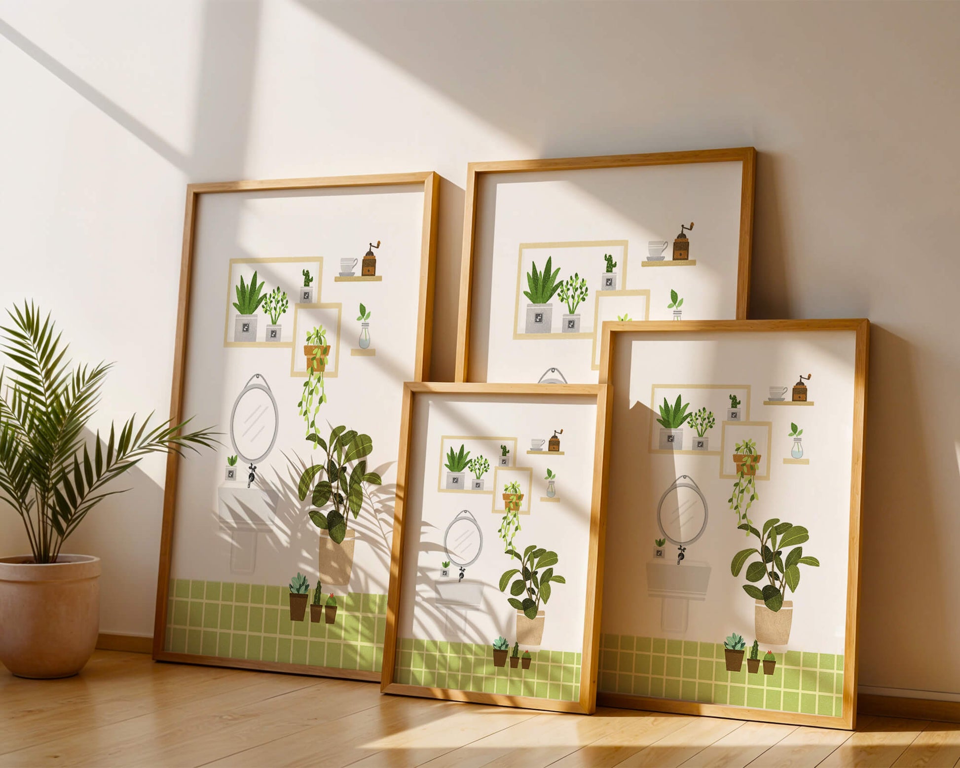 Stylish bathroom interior with plants and modern decor
