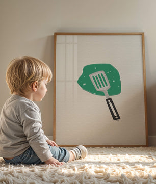 Spatula Artwork with Green Abstract Background - Mi tienda