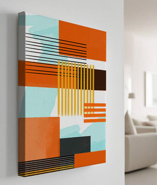Abstract Geometric Composition with Gold and Orange Elements - Mi tienda