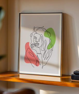 Modern Line Art Portrait With Abstract Shapes