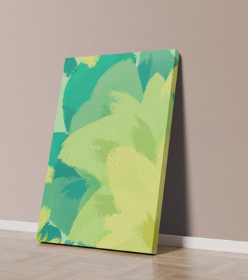 Abstract green and yellow brushstroke painting