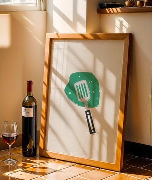 Spatula Artwork with Green Abstract Background - Mi tienda