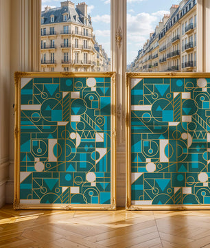Design abstrait géométrique avec des accents dorés