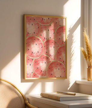 Watercolor watermelon slice pattern full of vibrant summer vibes