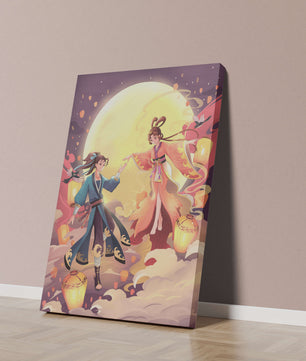 Scène de fantaisie élégante au clair de lune avec tenue traditionnelle
