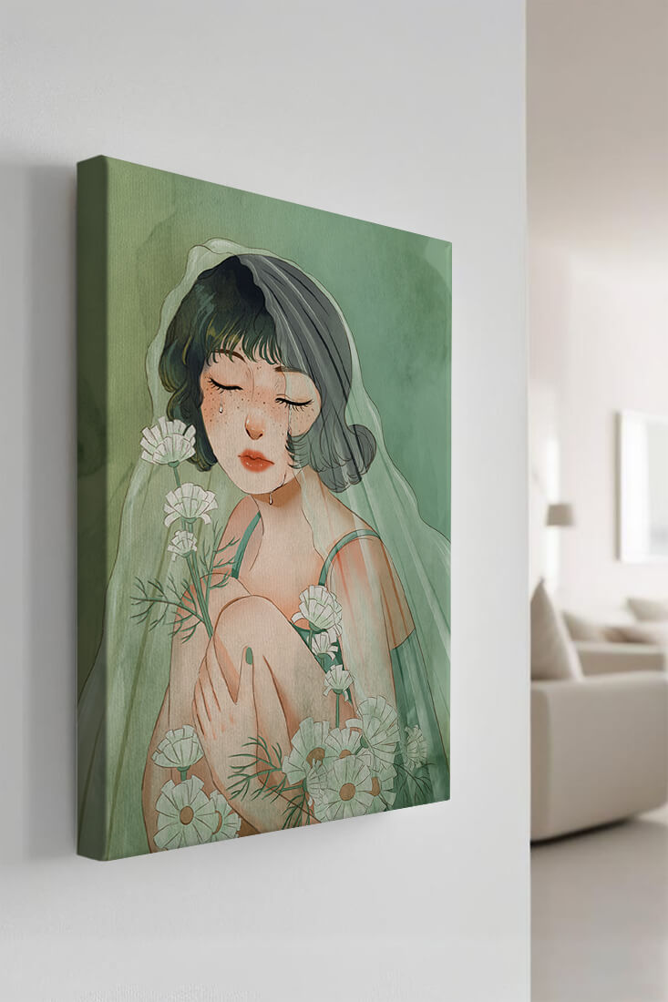 Emotional illustration of a woman surrounded by flowers