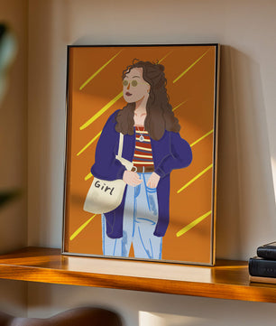 Trendy girl with sunglasses and casual outfit illustration