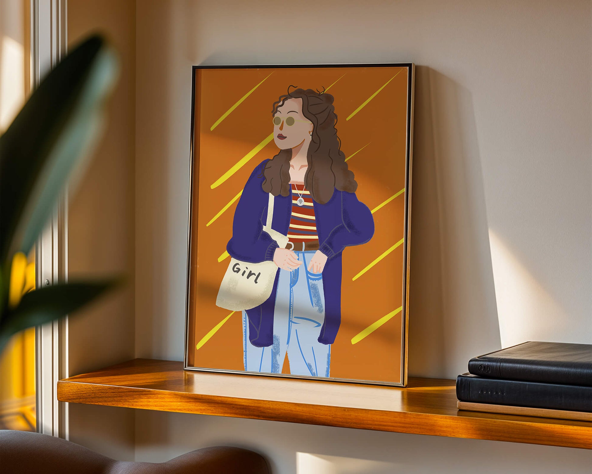 Trendy girl with sunglasses and casual outfit illustration