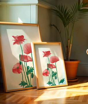 Red Poppies in Minimalist Natural Setting