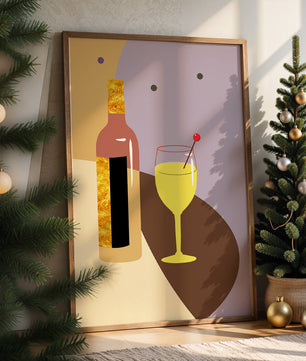 Minimalist Still Life with Wine Bottle and Glass in Soft Tones - Mi tienda