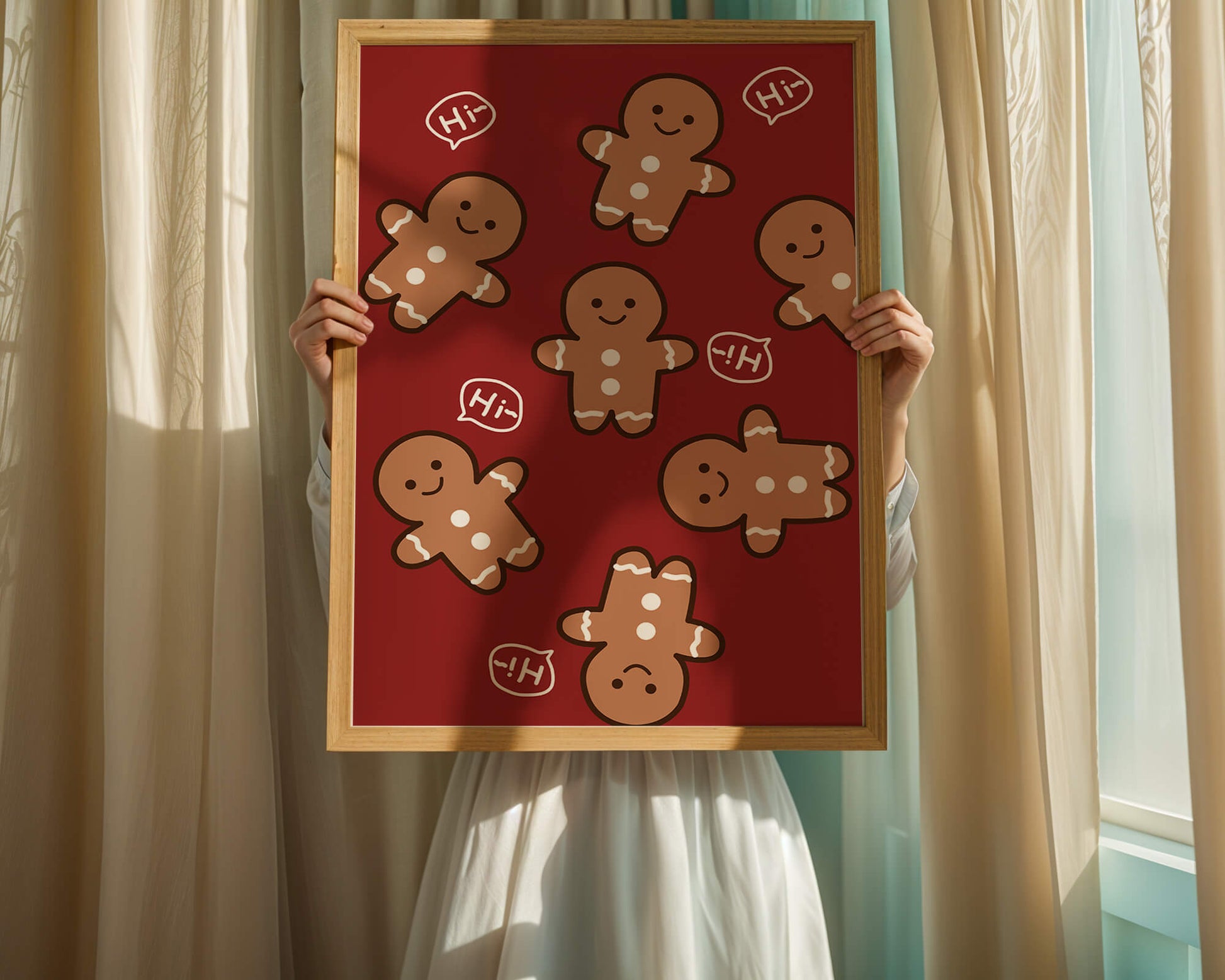 Playful gingerbread pattern with holiday greetings