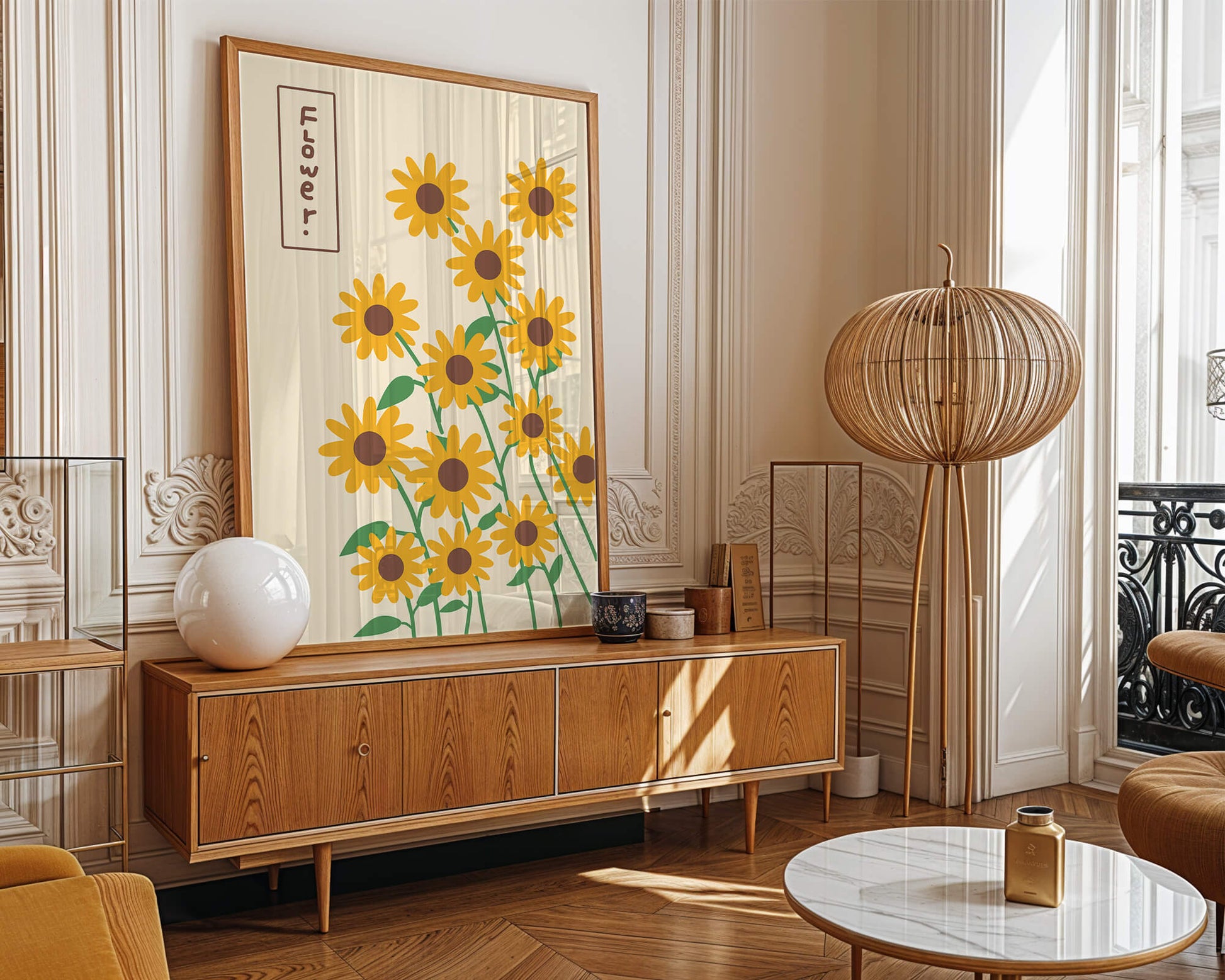 Sunflower illustration on a beige background