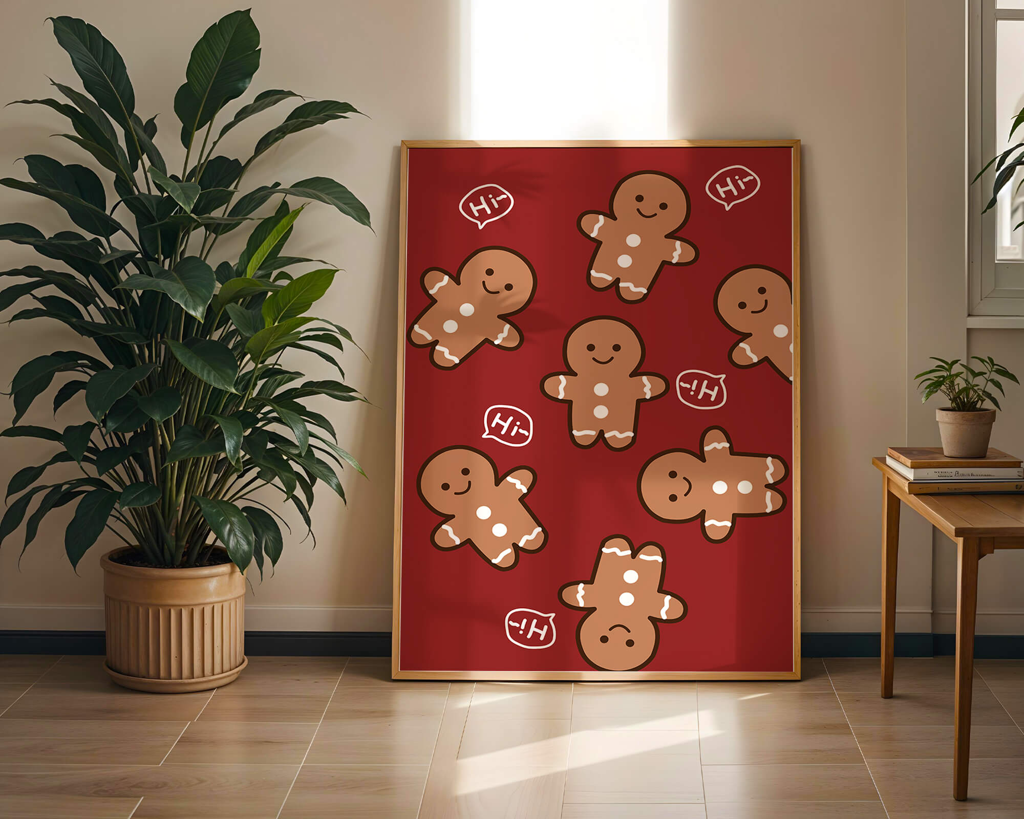 Playful gingerbread pattern with holiday greetings