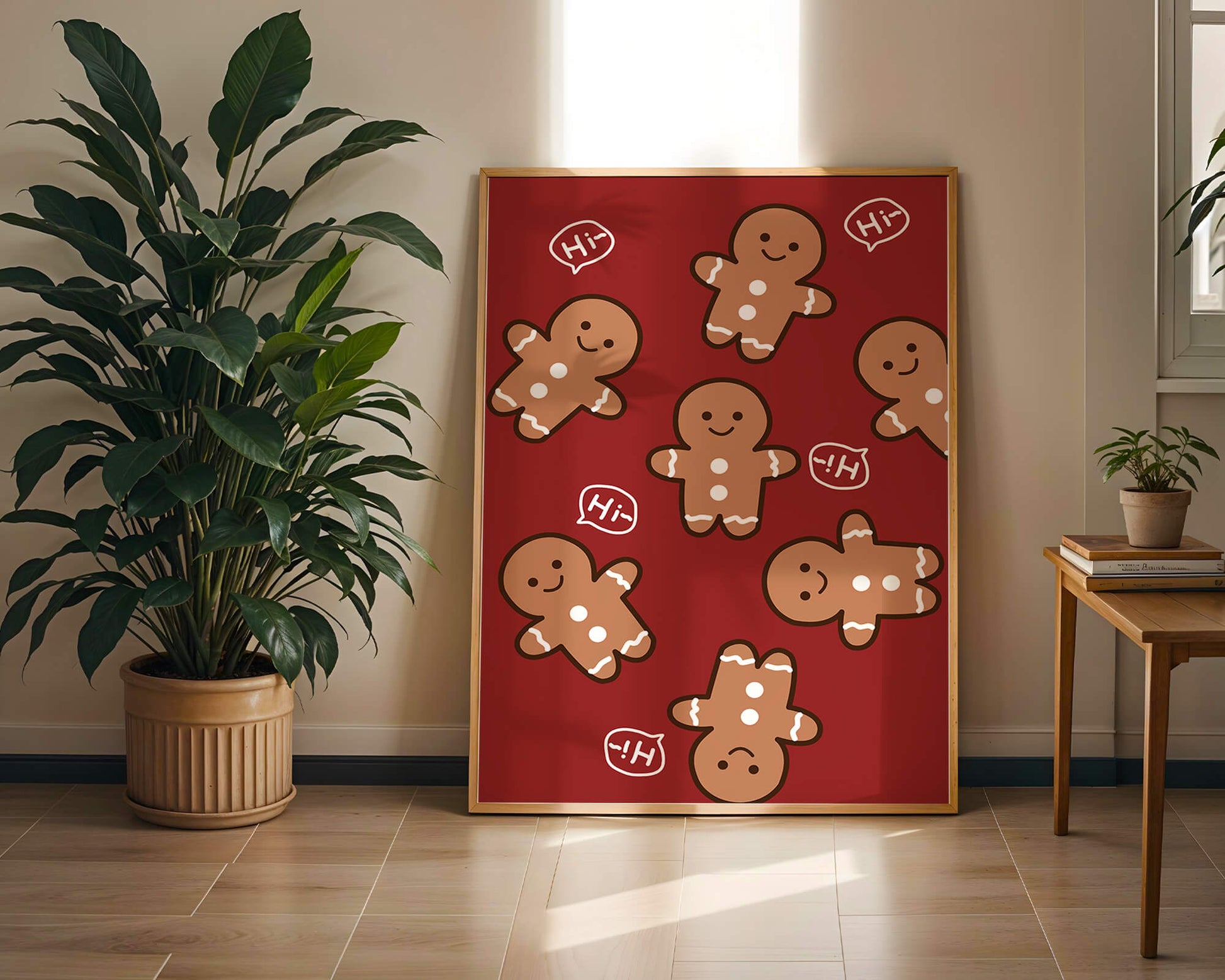 Playful gingerbread pattern with holiday greetings