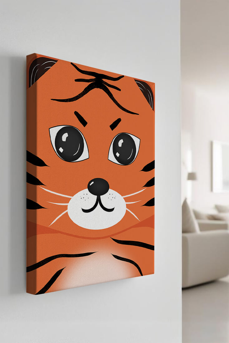 Adorable tiger face illustration with bold features