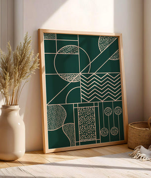 Geometric Abstract Art with Circle and Line Patterns