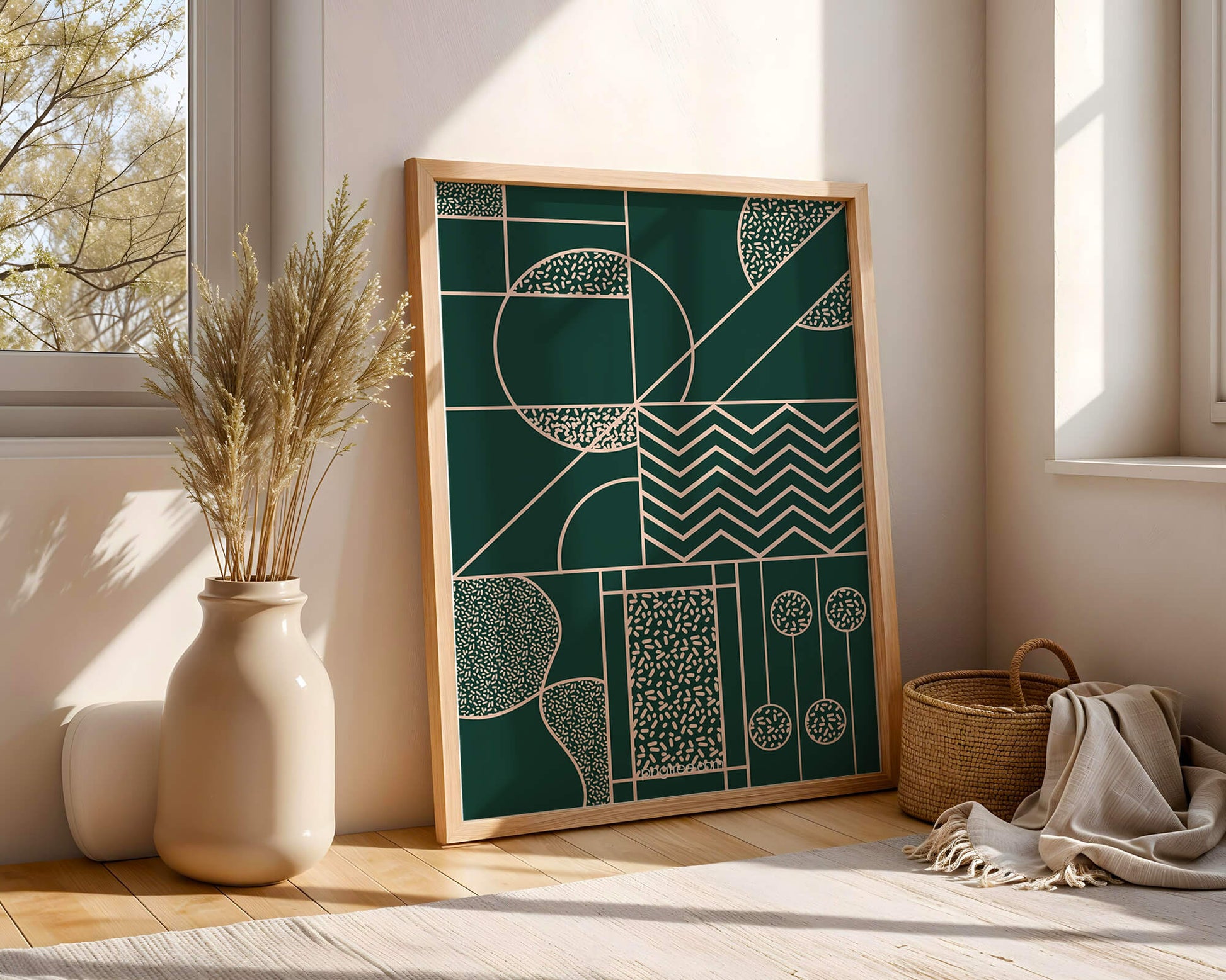 Geometric Abstract Art with Circle and Line Patterns