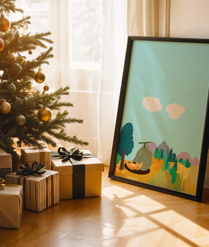 Serene landscape with melon and countryside view