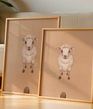 Illustration of an adorable sheep on a textured background