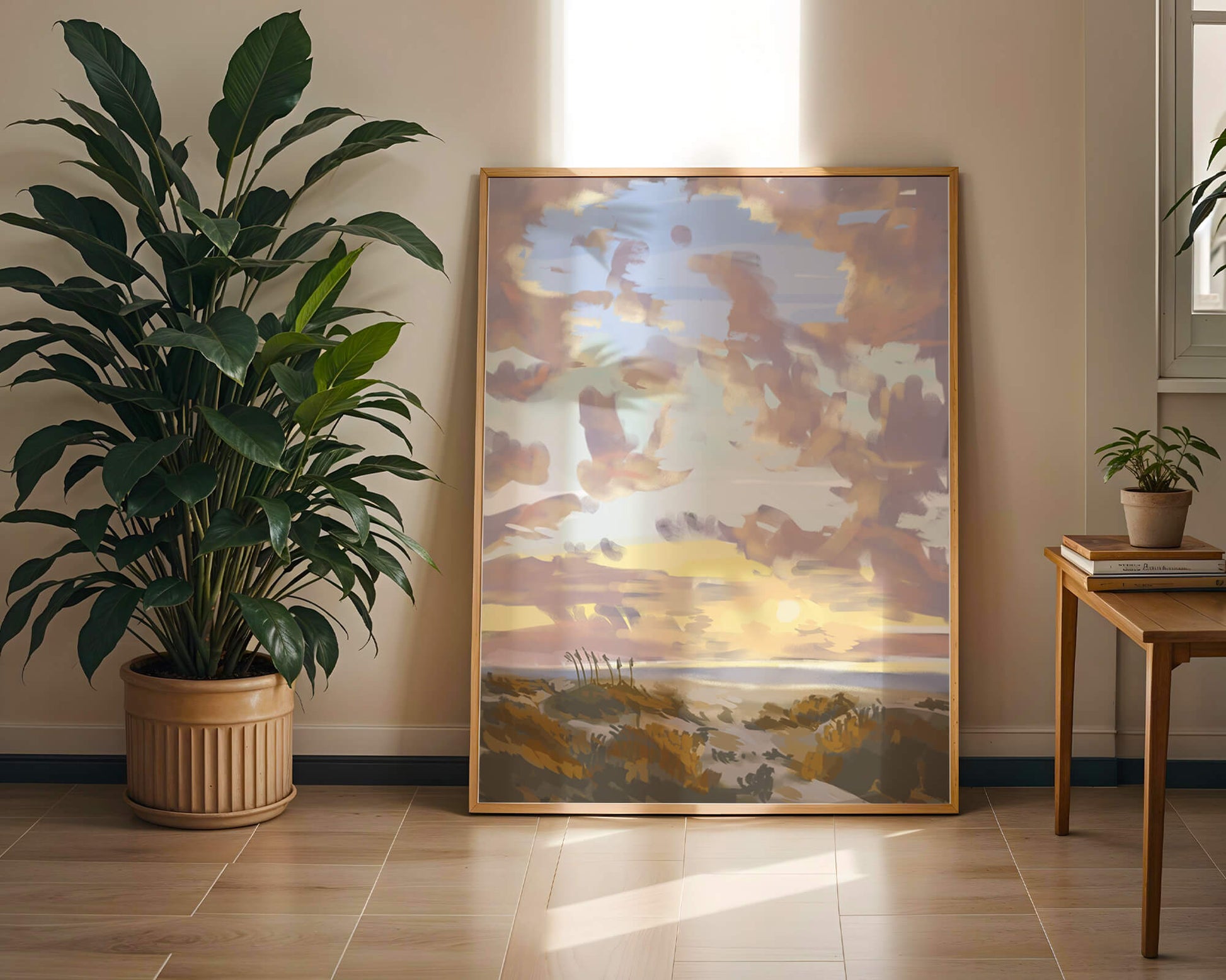 Serene landscape with morning sky and open fields