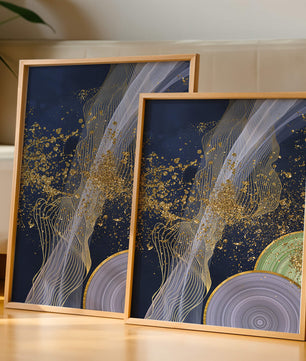 Abstract swirl with gold accents on dark background