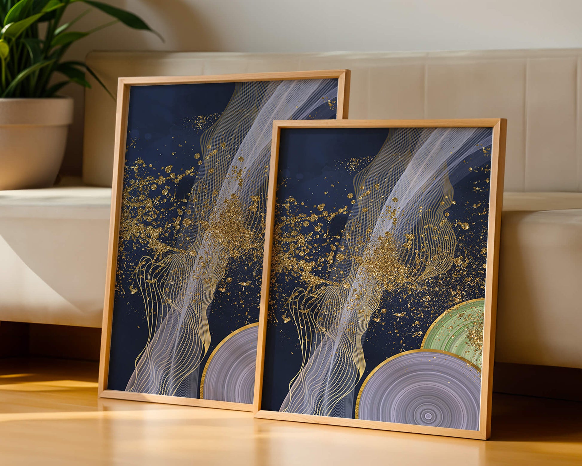 Abstract swirl with gold accents on dark background