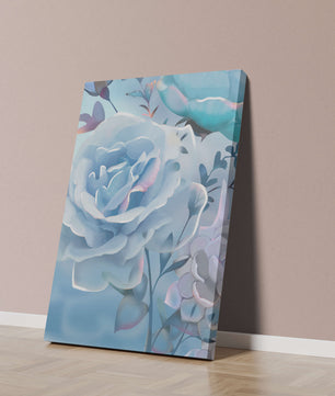 Serene Blue Roses With Delicate Leaves on Soft Background